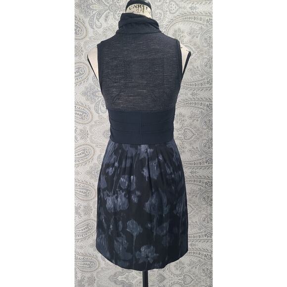 Theory Women's sleeveless turtleneck floral dress sheer black Size 0 Office Goth - Picture 2 of 10